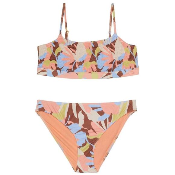 Roxy Girl's Rustic  Brown Floraldelic Moonlight Story Athletic Swim Set Size 10 - Picture 1 of 11
